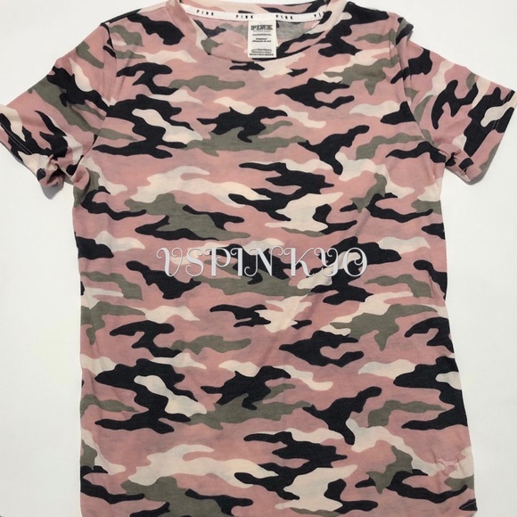 Victoria’s Secret Pink Perfect Crew Tee Shirt Camo - Picture 3 of 3